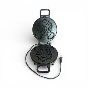 Vintage Disney Mickey Mouse Waffle Maker - Black Still Works Been Tested Kitchen